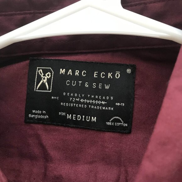 Marc Echo Cut And Sew longsleeve button down in burgundy, Medium, NWT - Picture 7 of 14